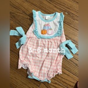 Baby girl fall pumpkin Thanksgiving romper 3-6 month